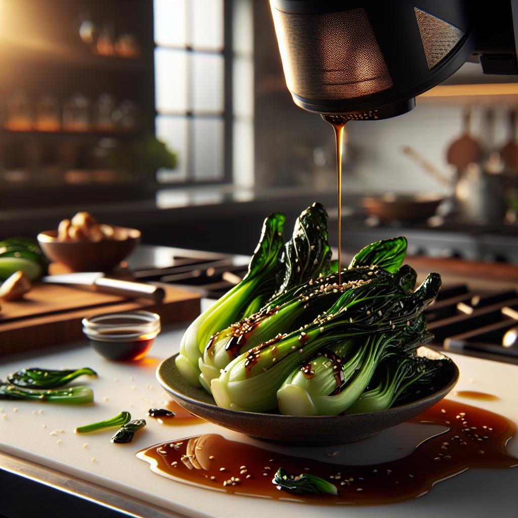 Air Fryer Bok Choy with Soy Glaze