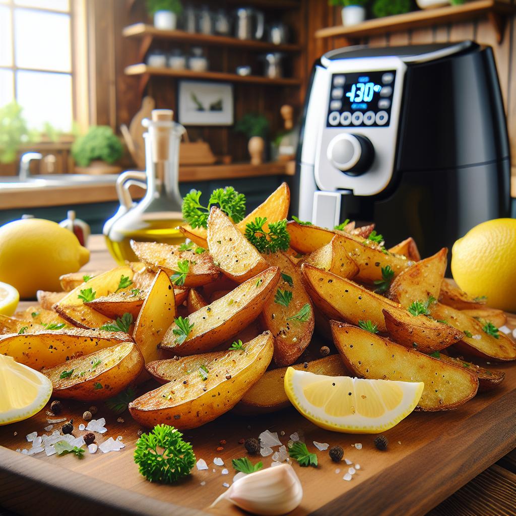 Air Fryer Lemon Garlic Potato Wedges