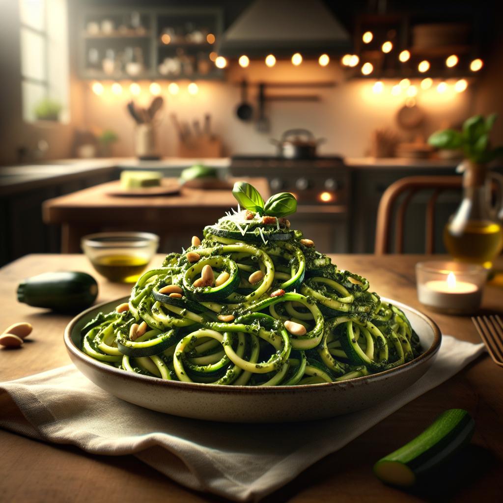 Air Fryer Pesto Zucchini Noodles