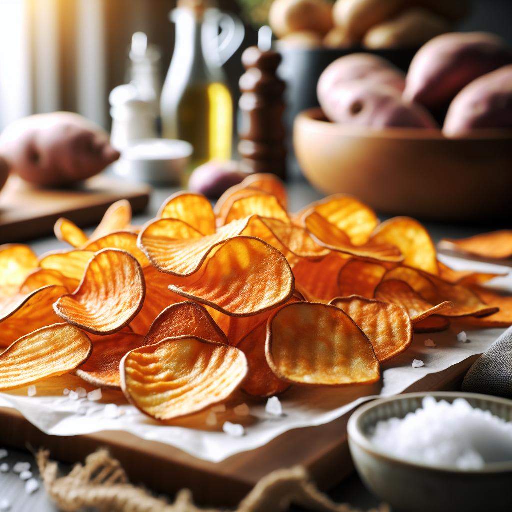 Air Fryer Salt and Vinegar Sweet Potato Chips