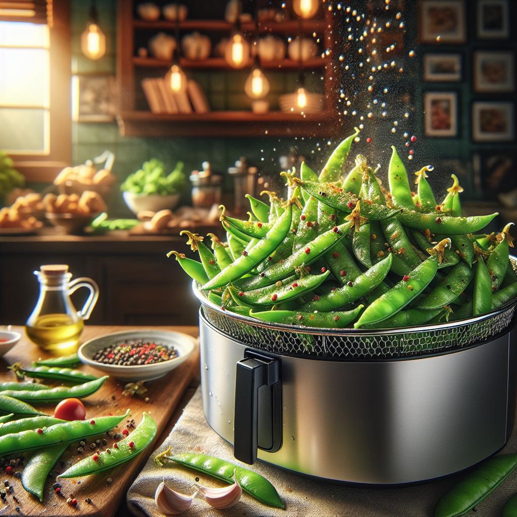 Air Fryer Spicy Garlic Snap Peas