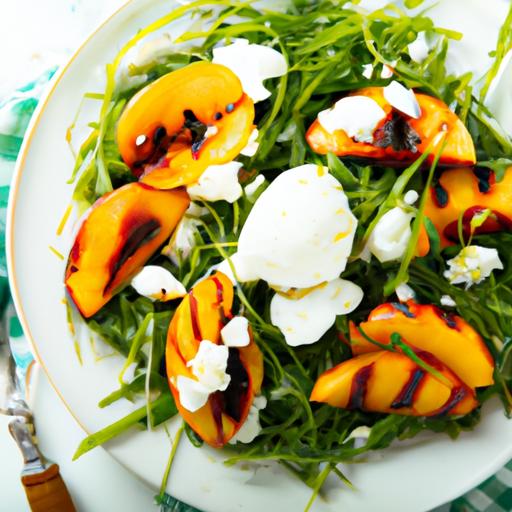 Arugula, Grilled Peach and Burrata Salad