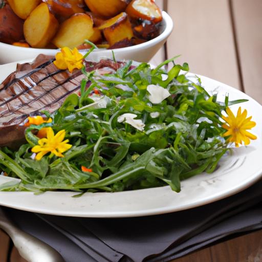 arugula, grilled steak and roasted potato salad