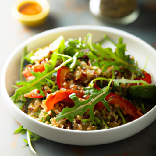 arugula, quinoa and roasted vegetable salad