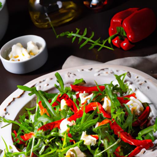 Arugula, Roasted Red Pepper and Feta Salad