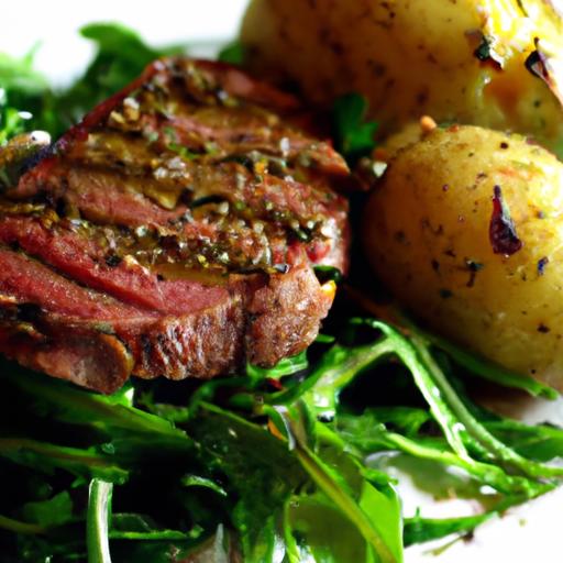 arugula grilled steak and roasted potato salad