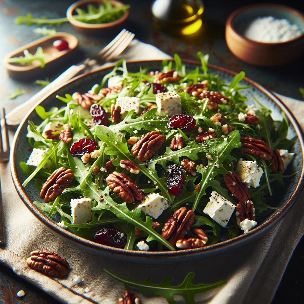 Arugula Salad with Goat Cheese, Pecans, and Cranberries