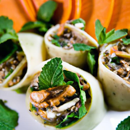 Asian Pear and Walnut Wraps