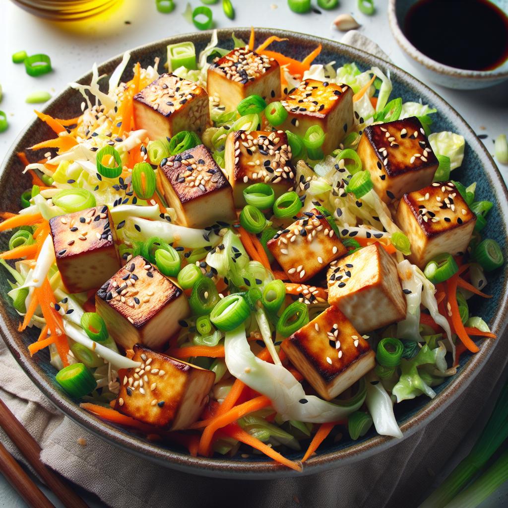 asian slaw with crispy tofu