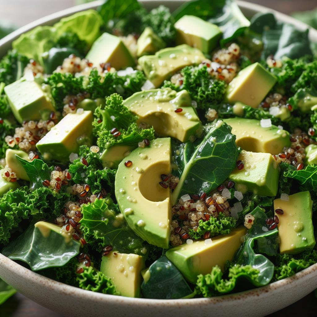 avocado, kale, and quinoa salad