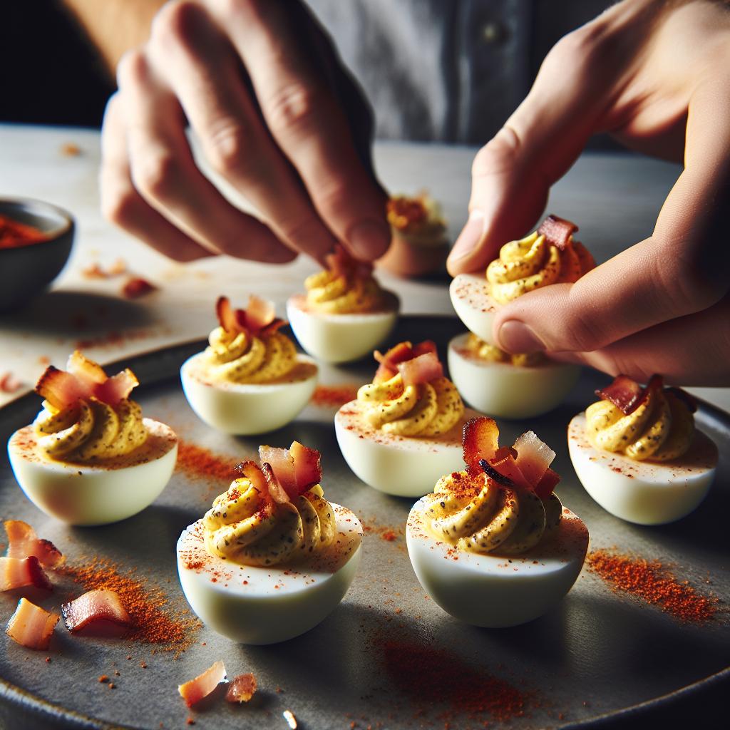 bacon and onion deviled eggs