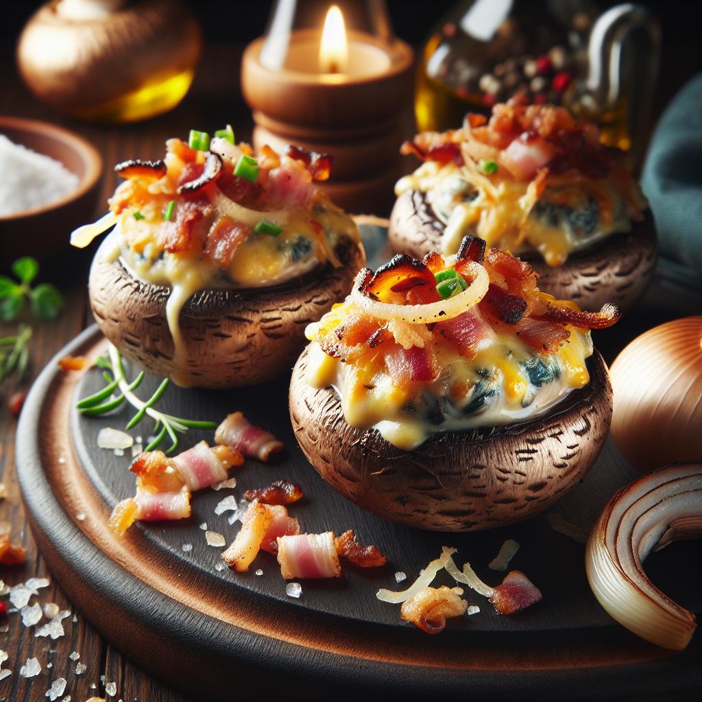 bacon and onion stuffed mushrooms