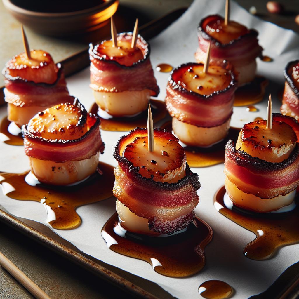 bacon wrapped maple scallops