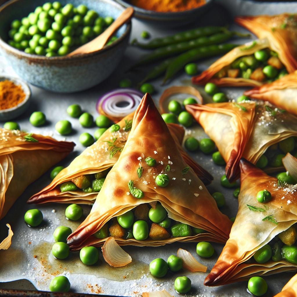 Baked Edamame and Pea Samosas