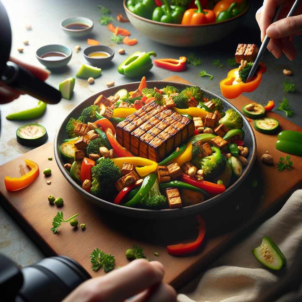 baked tempeh with veggies