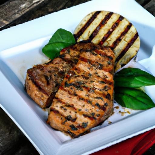 basil and garlic grilled pork chops