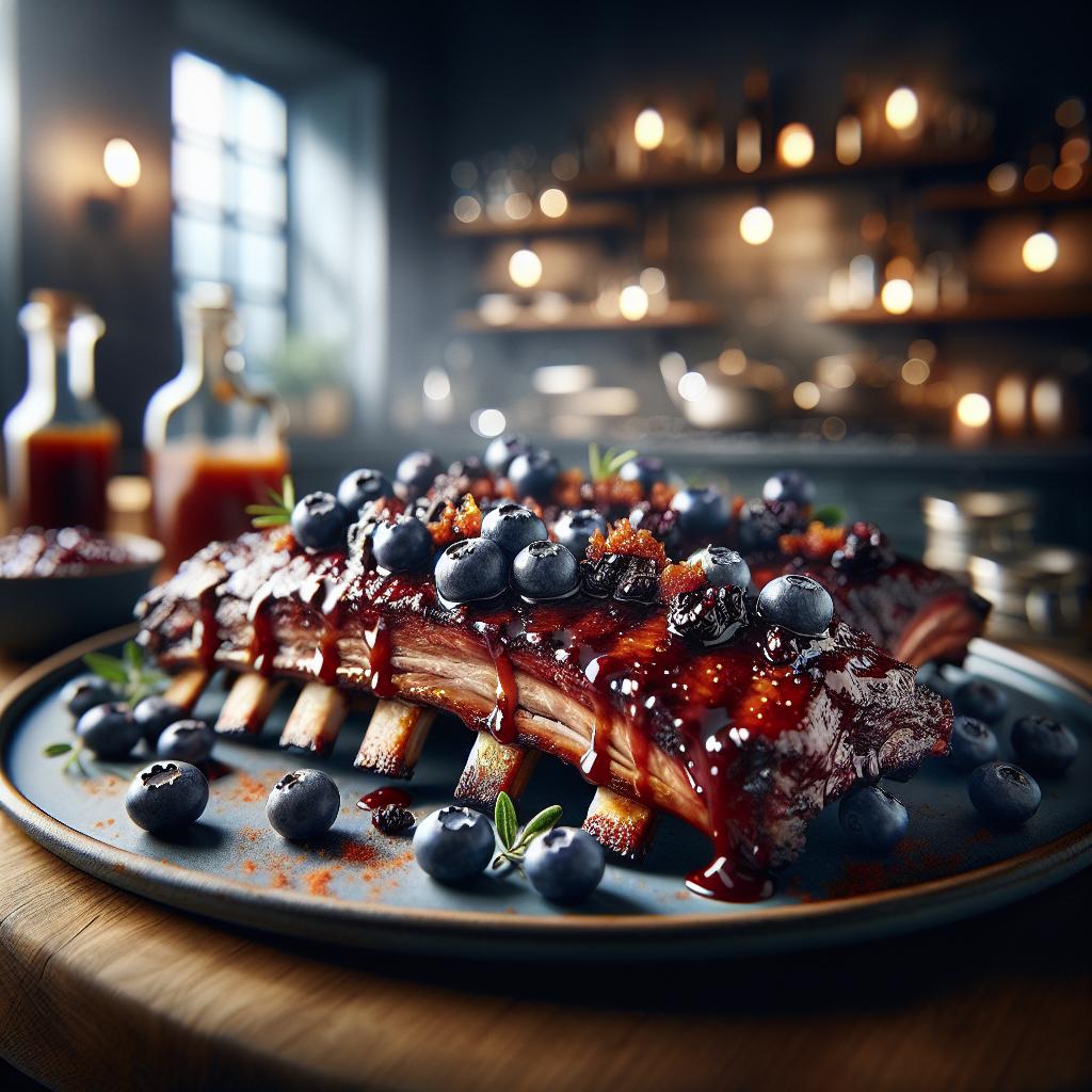 Beef Ribs with Blueberry BBQ Sauce