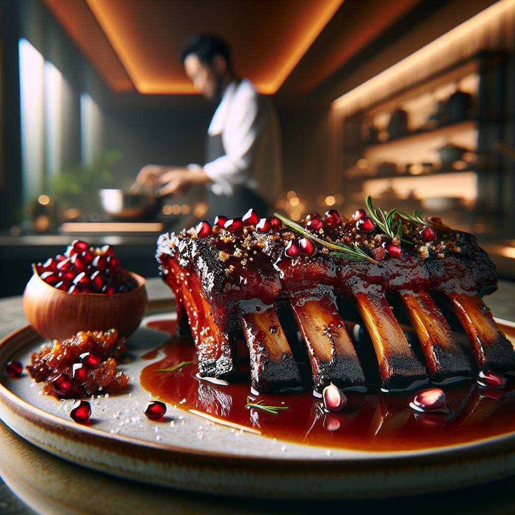 Beef Ribs with Sticky Pomegranate Glaze