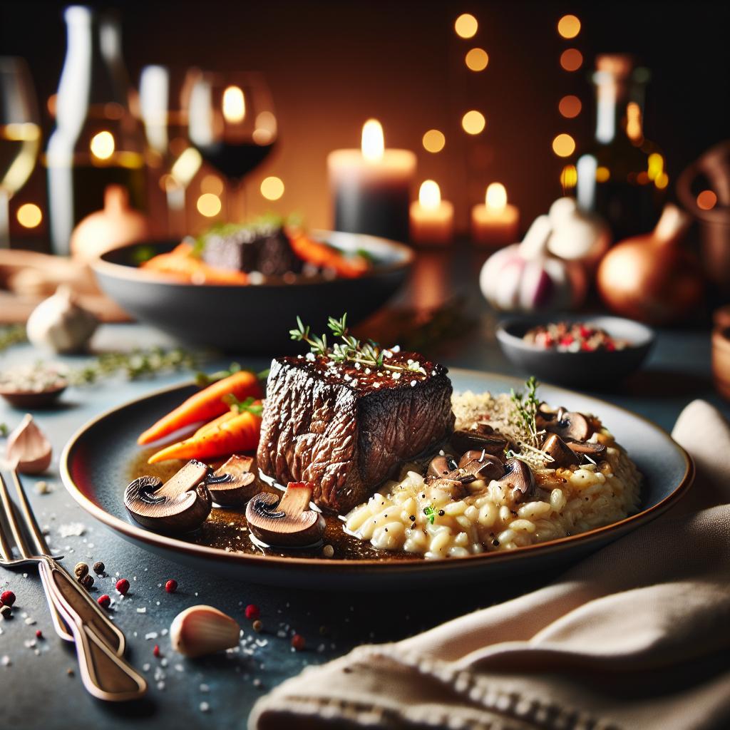 Beef Short Ribs with Mushroom Risotto