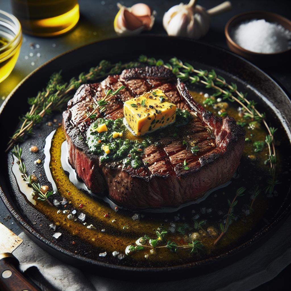 beef steak with herb butter