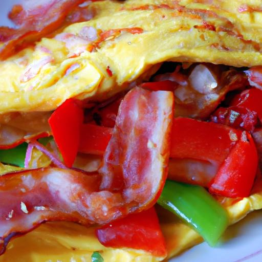 bell pepper and bacon omelette