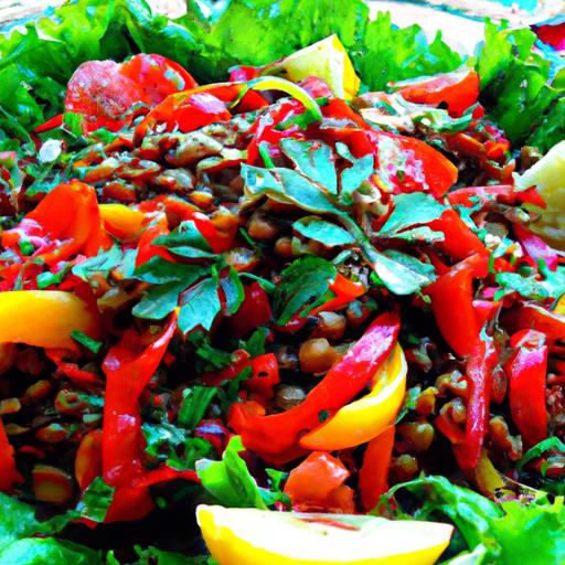 bell pepper and lentil salad