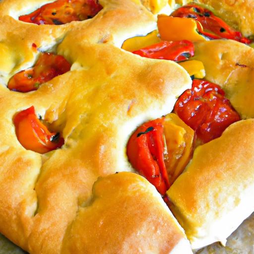 bell pepper and tomato focaccia