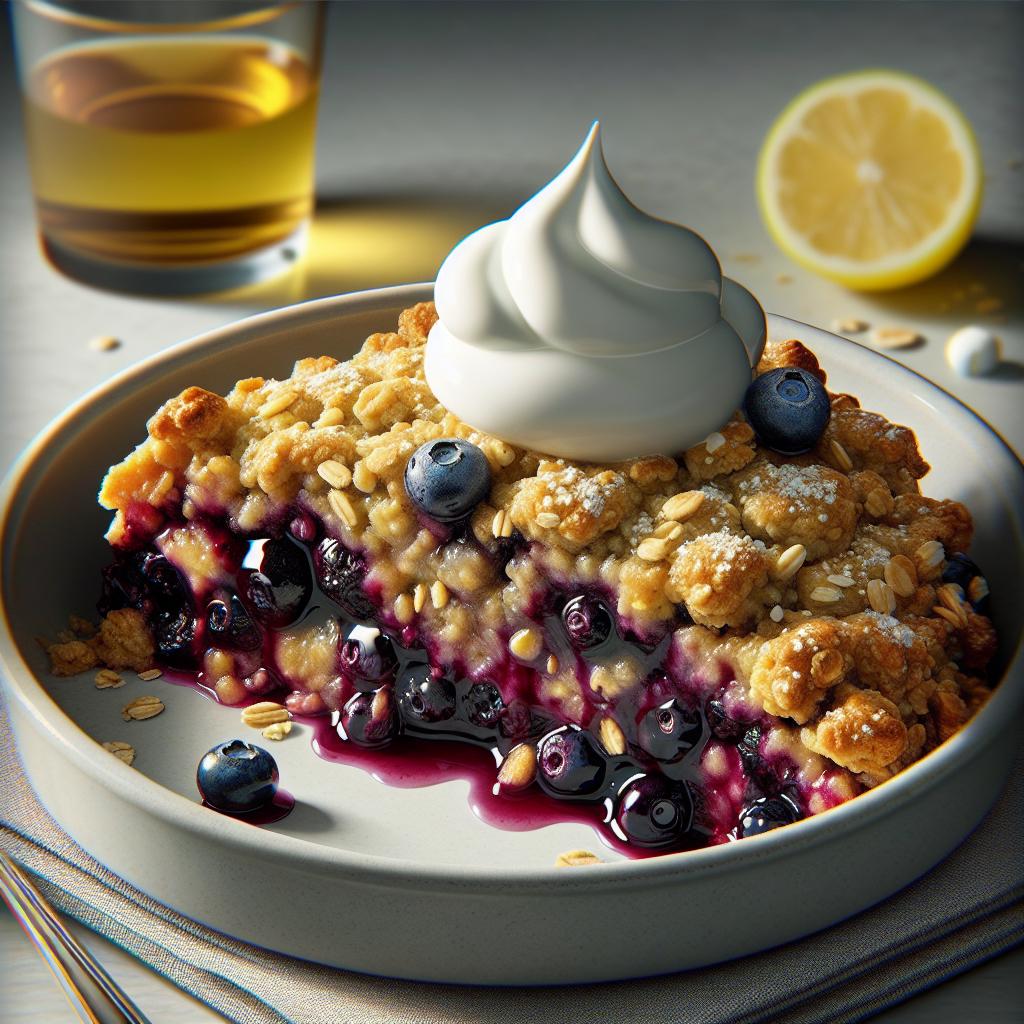 Blueberry Crisp with Whipped Cream