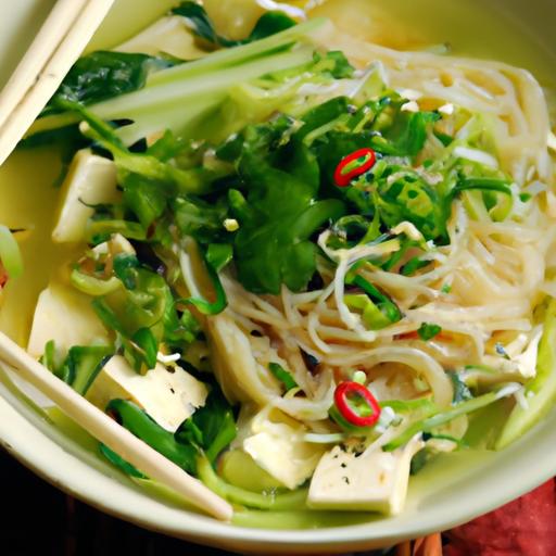 bok choy and tofu noodle soup