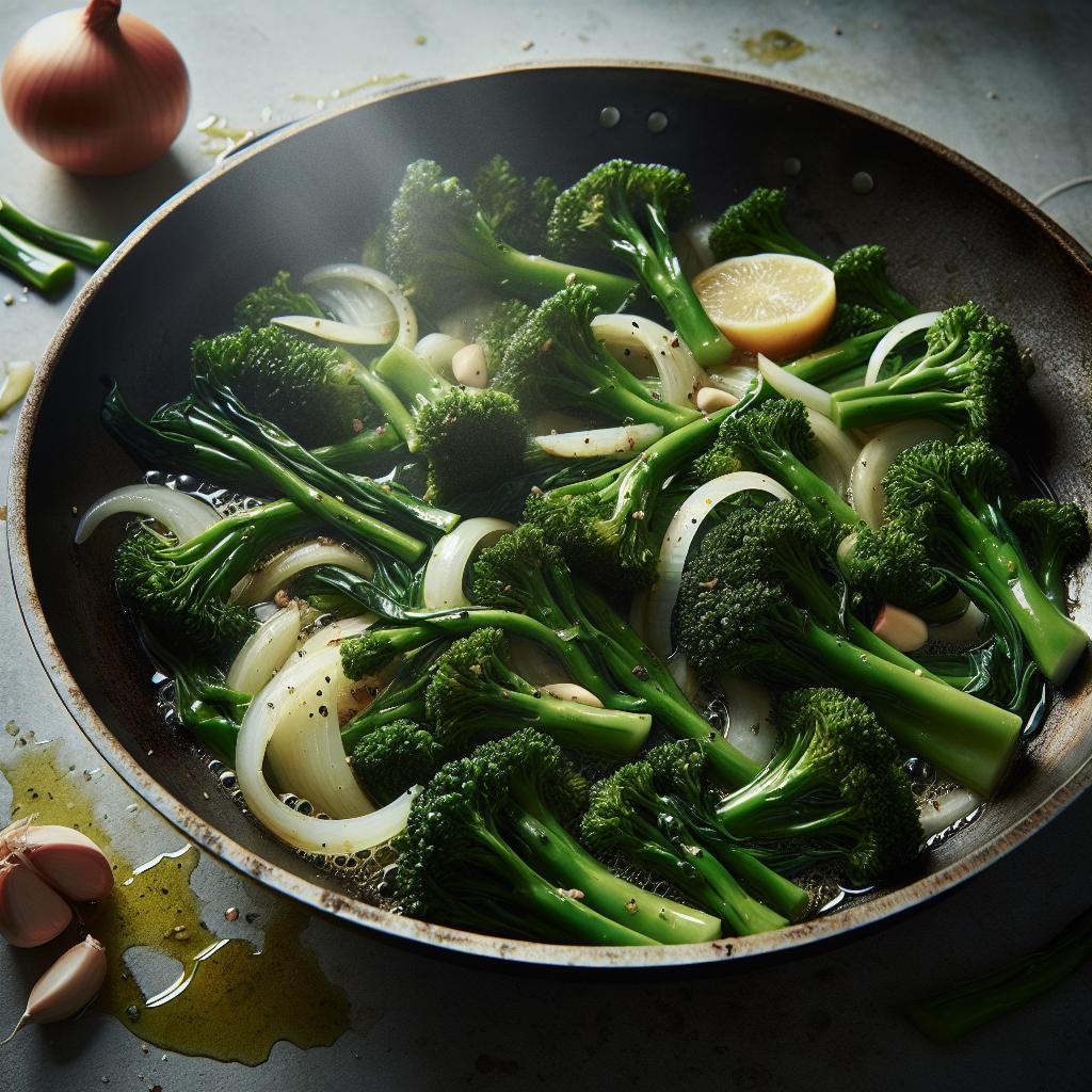 broccolini and onions