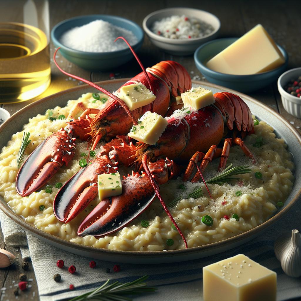 butter poached lobster with risotto