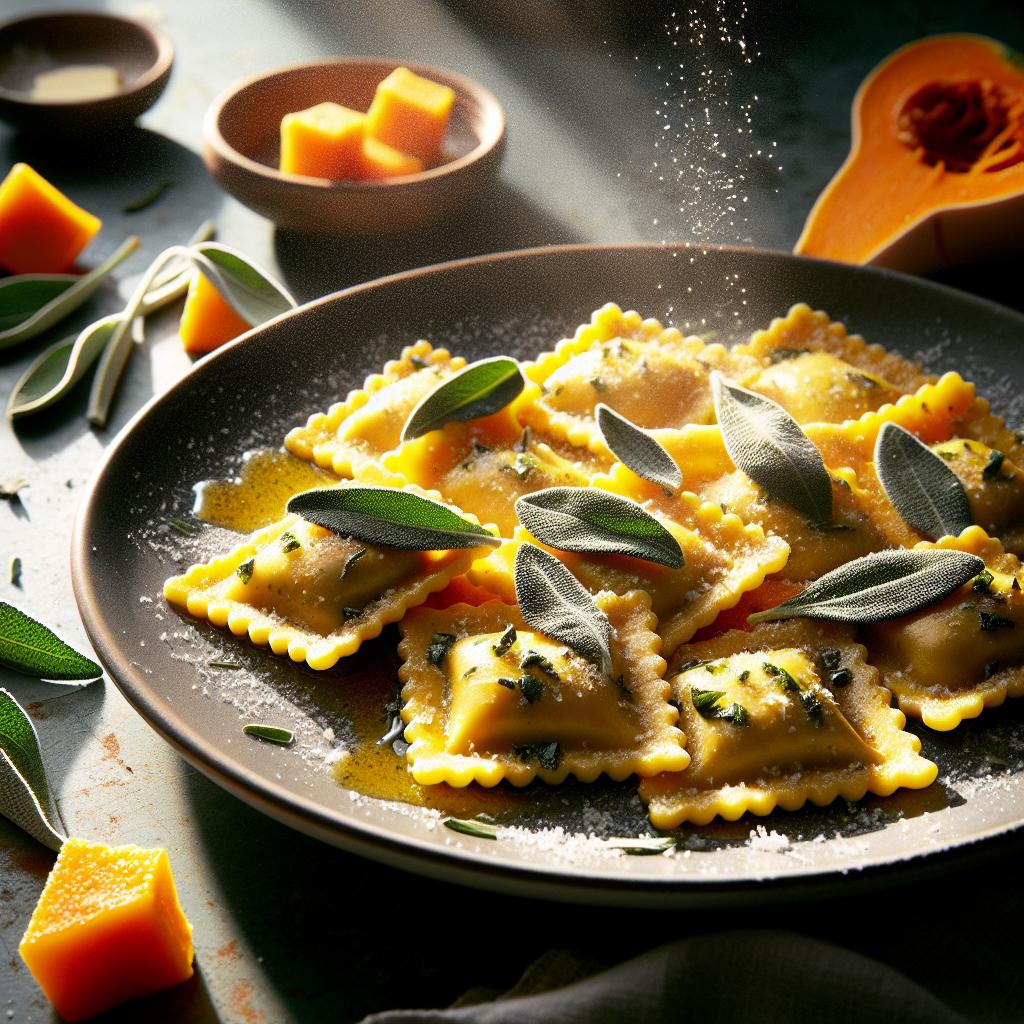 butternut squash ravioli with sage butter