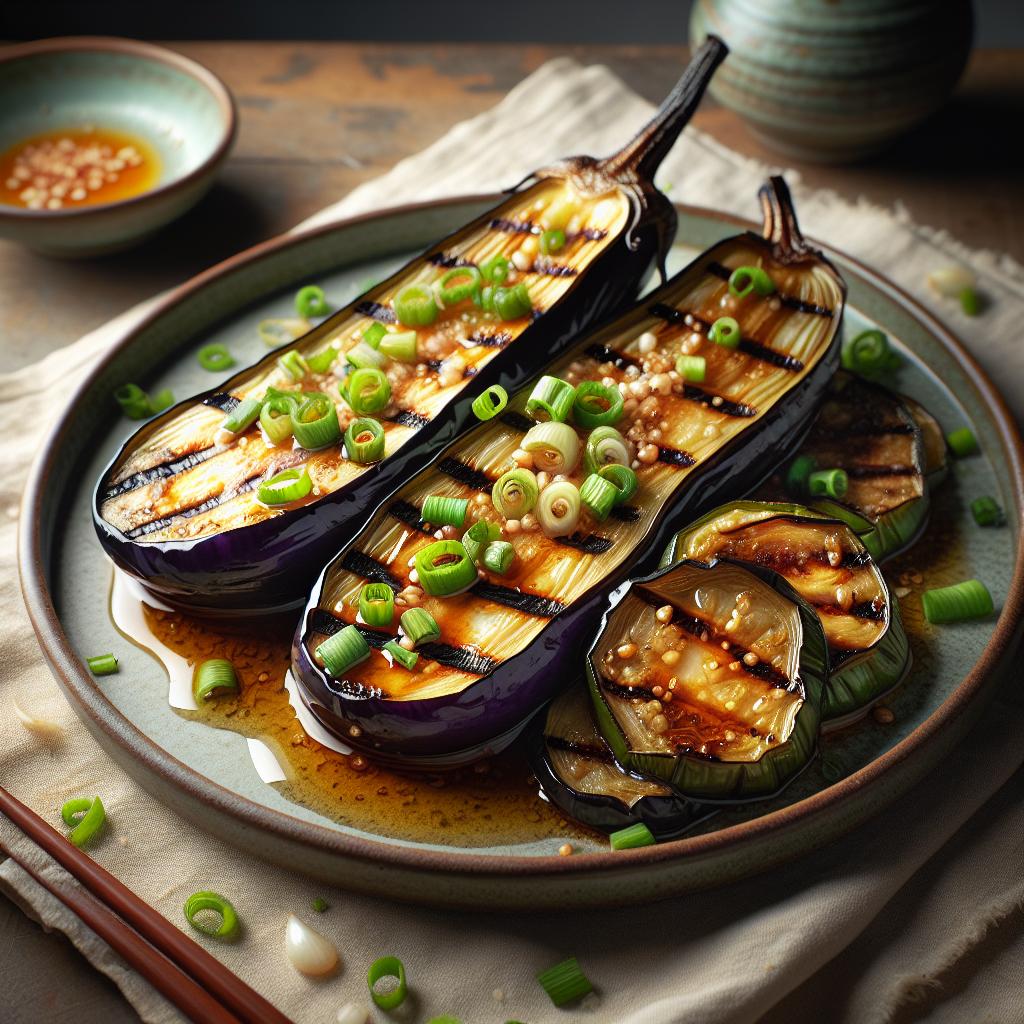 ca tim nuong mo hanh (grilled eggplant with spring onion oil)