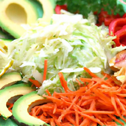 cabbage, carrot, and avocado salad