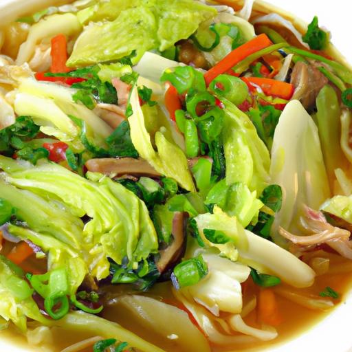 cabbage and pork noodle soup