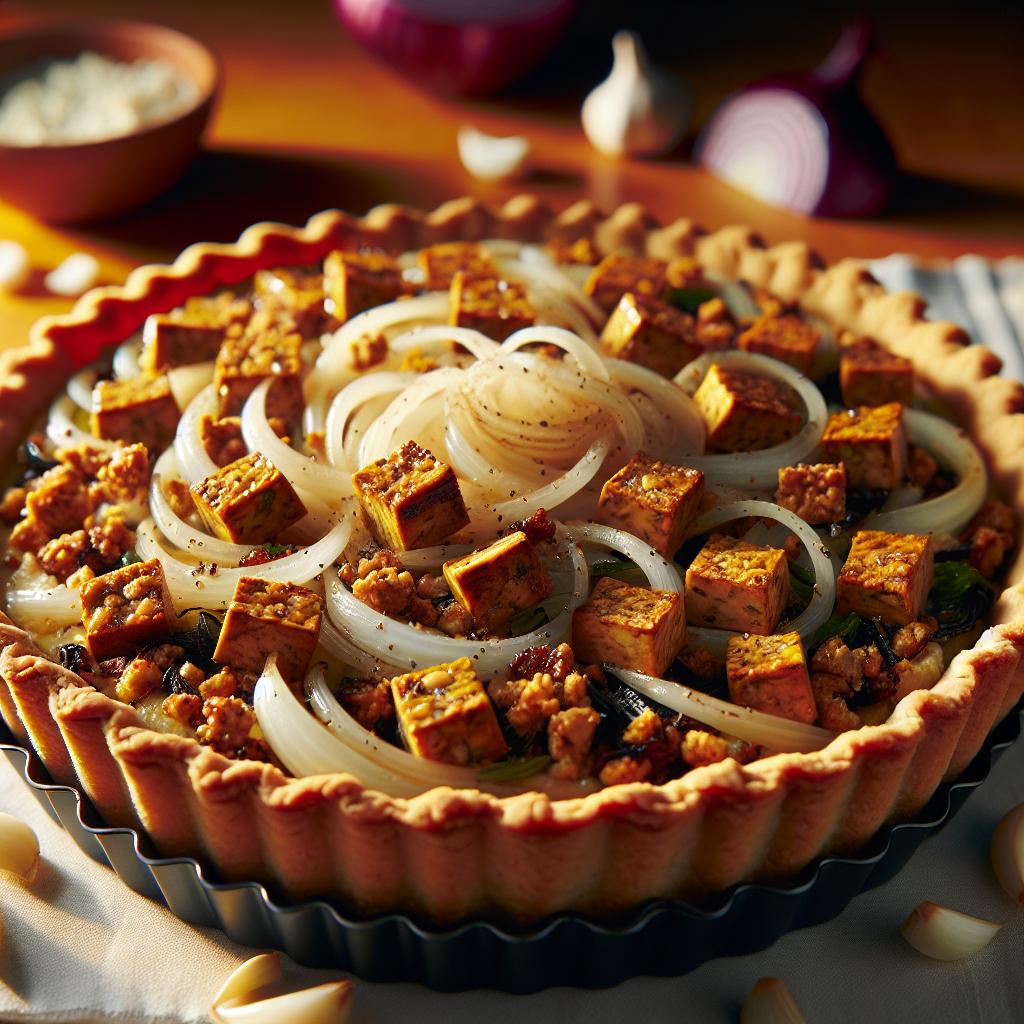 caramelized onion & tempeh tart