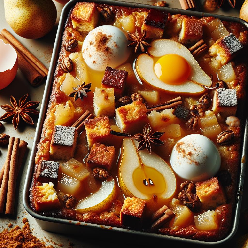 Caramelized Pear Bread Pudding