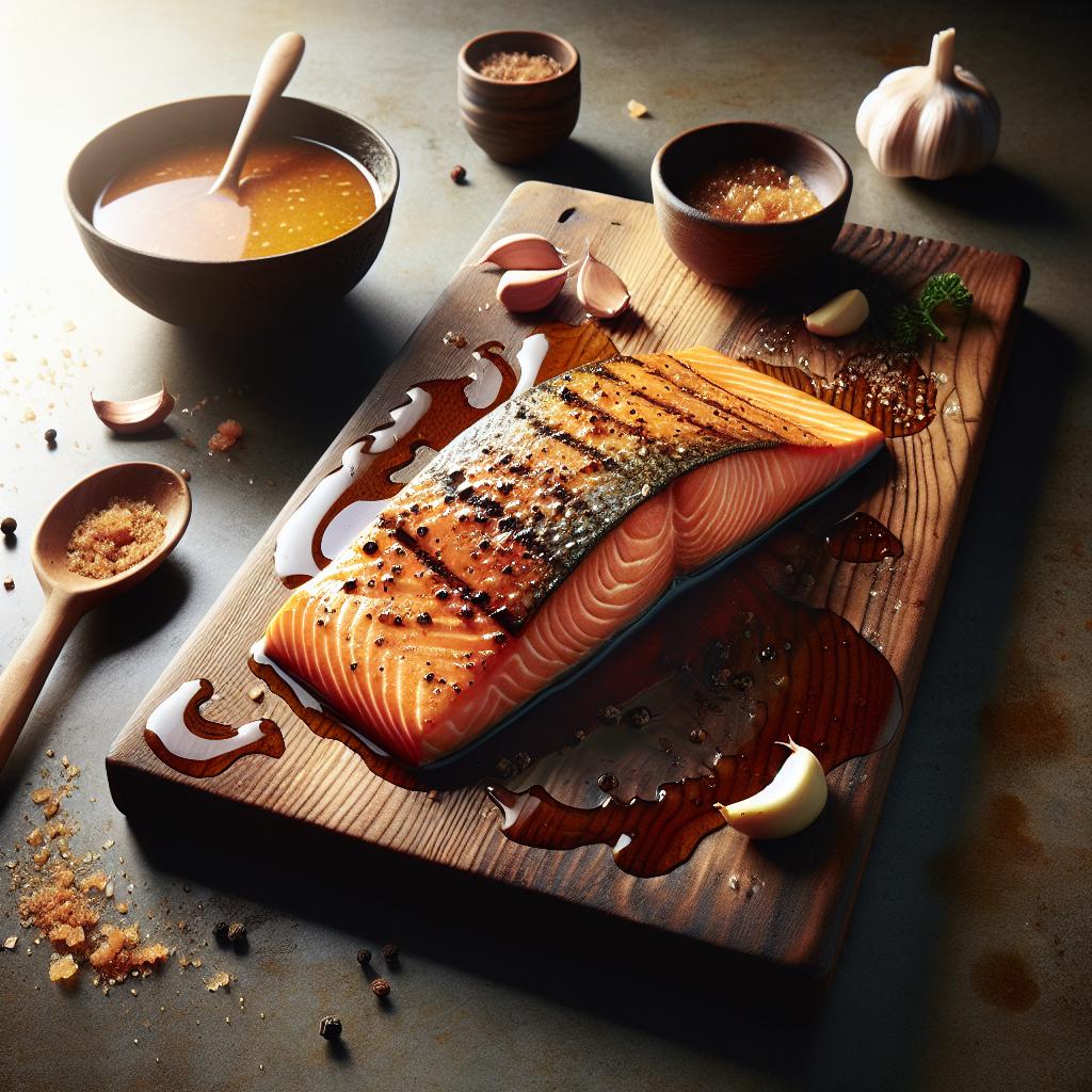 cedar plank salmon with maple reduction