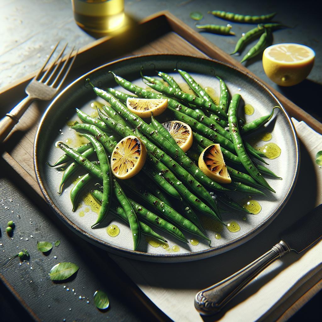 charred green beans with lemon