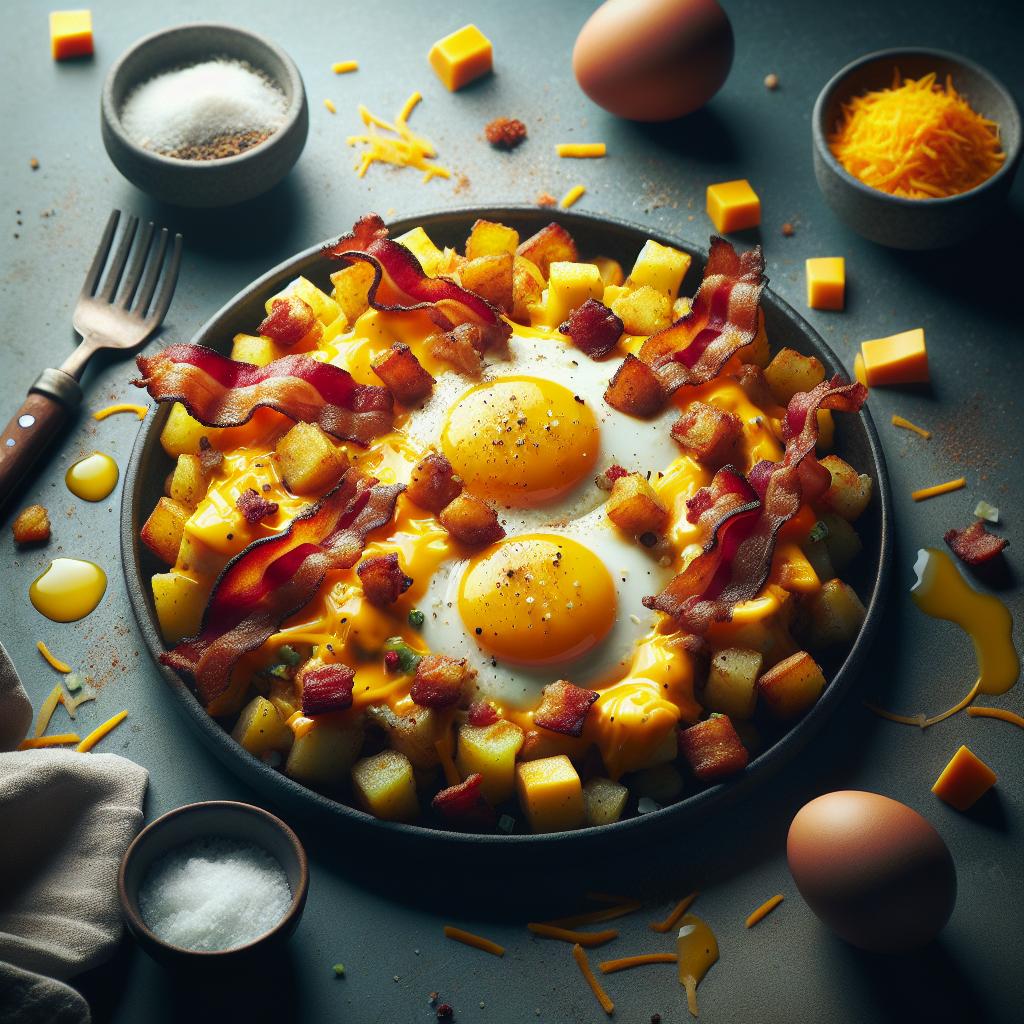 Cheesy Bacon and Egg Hash