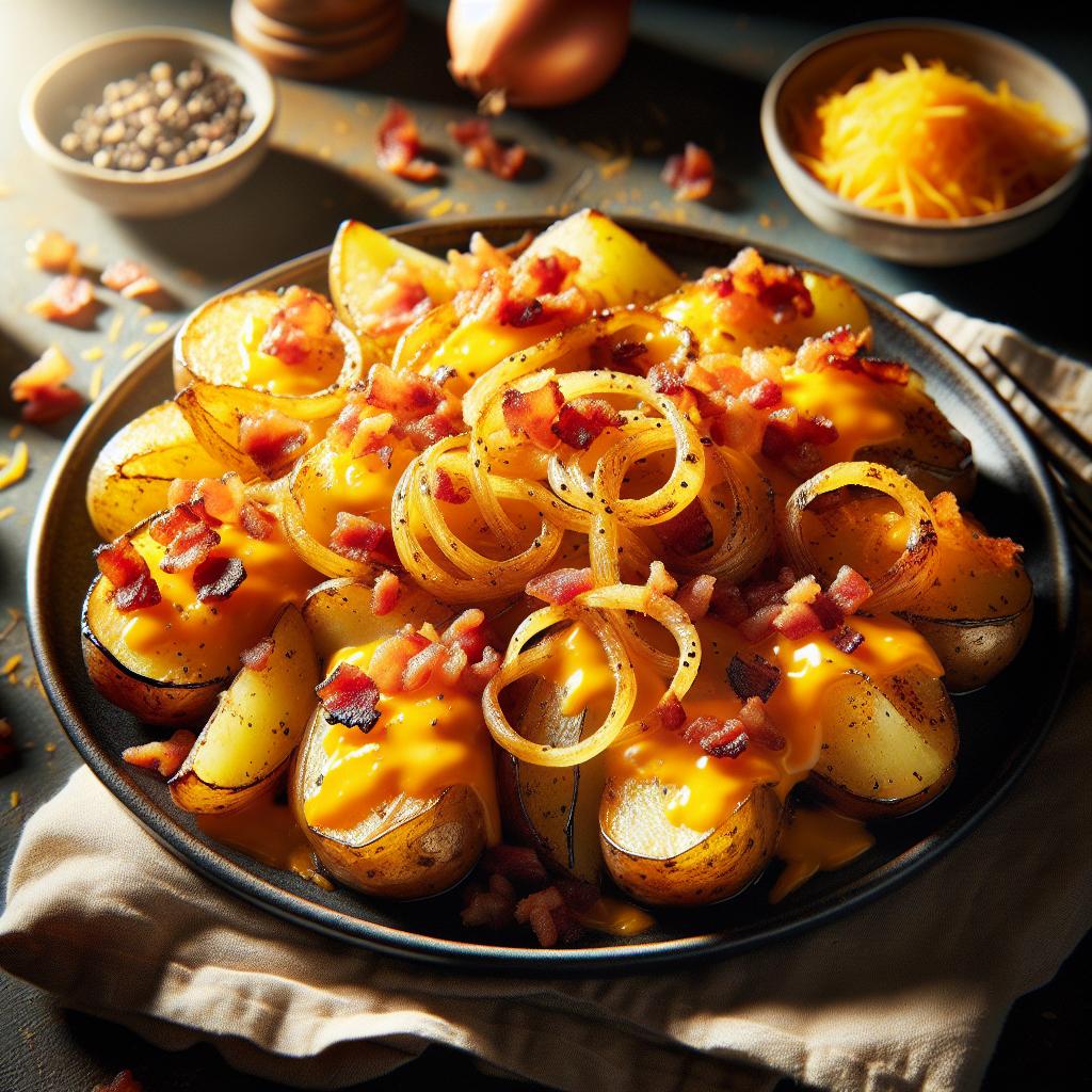 cheesy bacon onion roasted potatoes