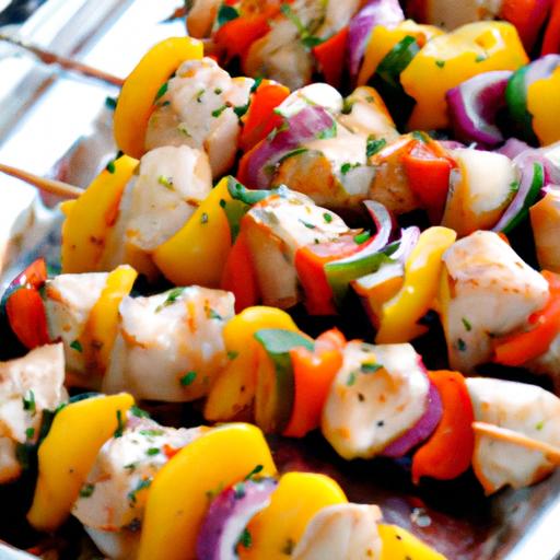 Chicken and Vegetable Skewers with Basil and Lemon Marinade