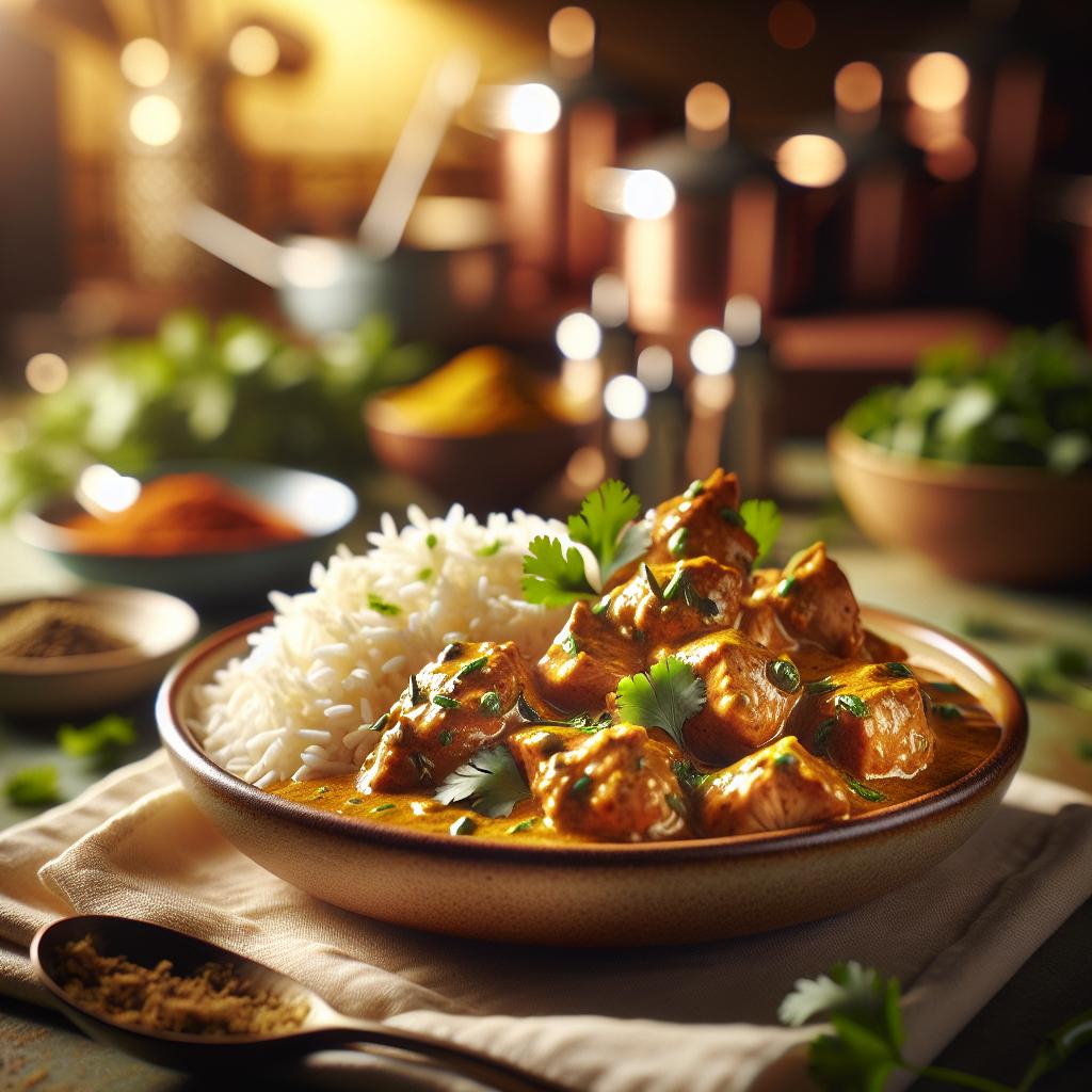 chicken korma with basmati rice