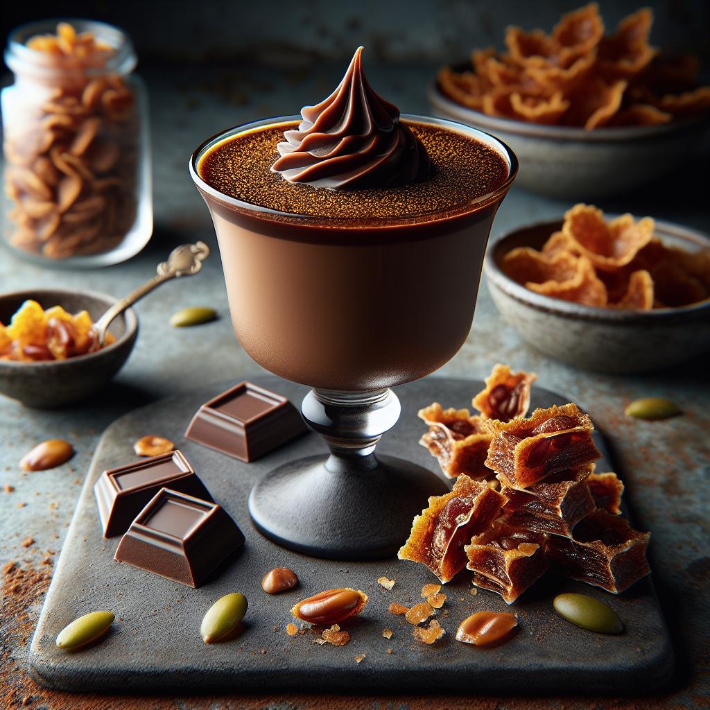 Chocolate Panna Cotta with Spiced Pepita Brittle