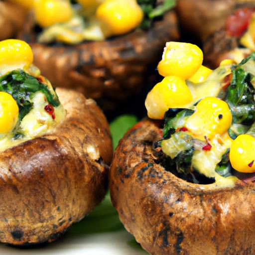 Corn and Spinach Stuffed Mushrooms