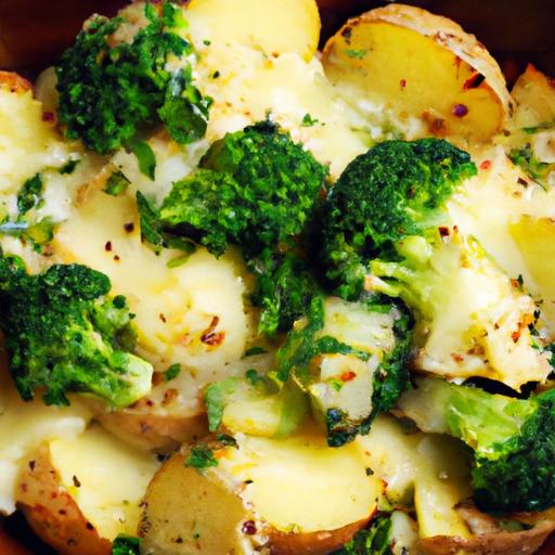 country potatoes with broccoli and cheese