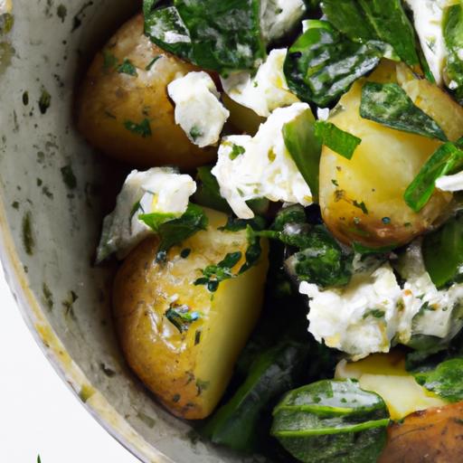 country potatoes with spinach and feta