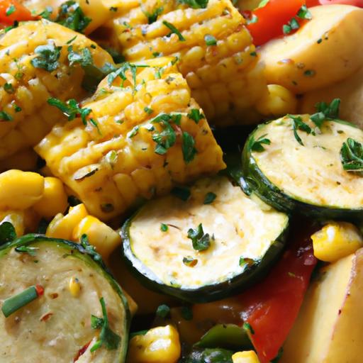 country potatoes with zucchini and corn