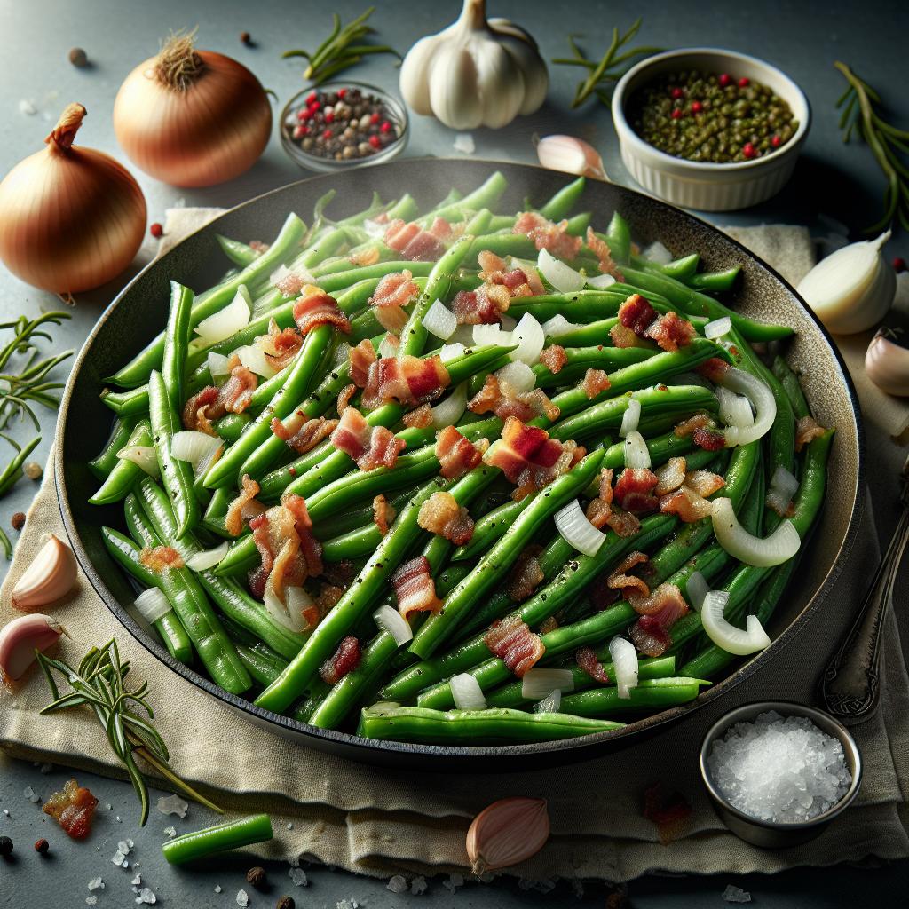 country style green beans with bacon and onions