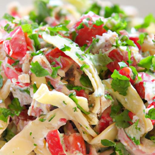 crab and tomato pasta salad